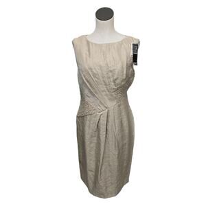 NWT Adrianna Papell Cream Ivory Beaded Knee‎ Length Sheath Dress Size 10 Formal